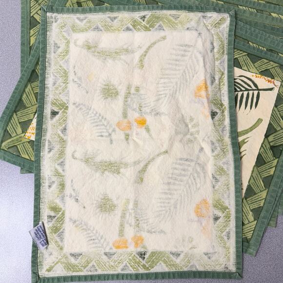 Couleur Nature Placemats Set of 9 Green Yellow Floral Flowers Botanical Paris - Picture 2 of 11